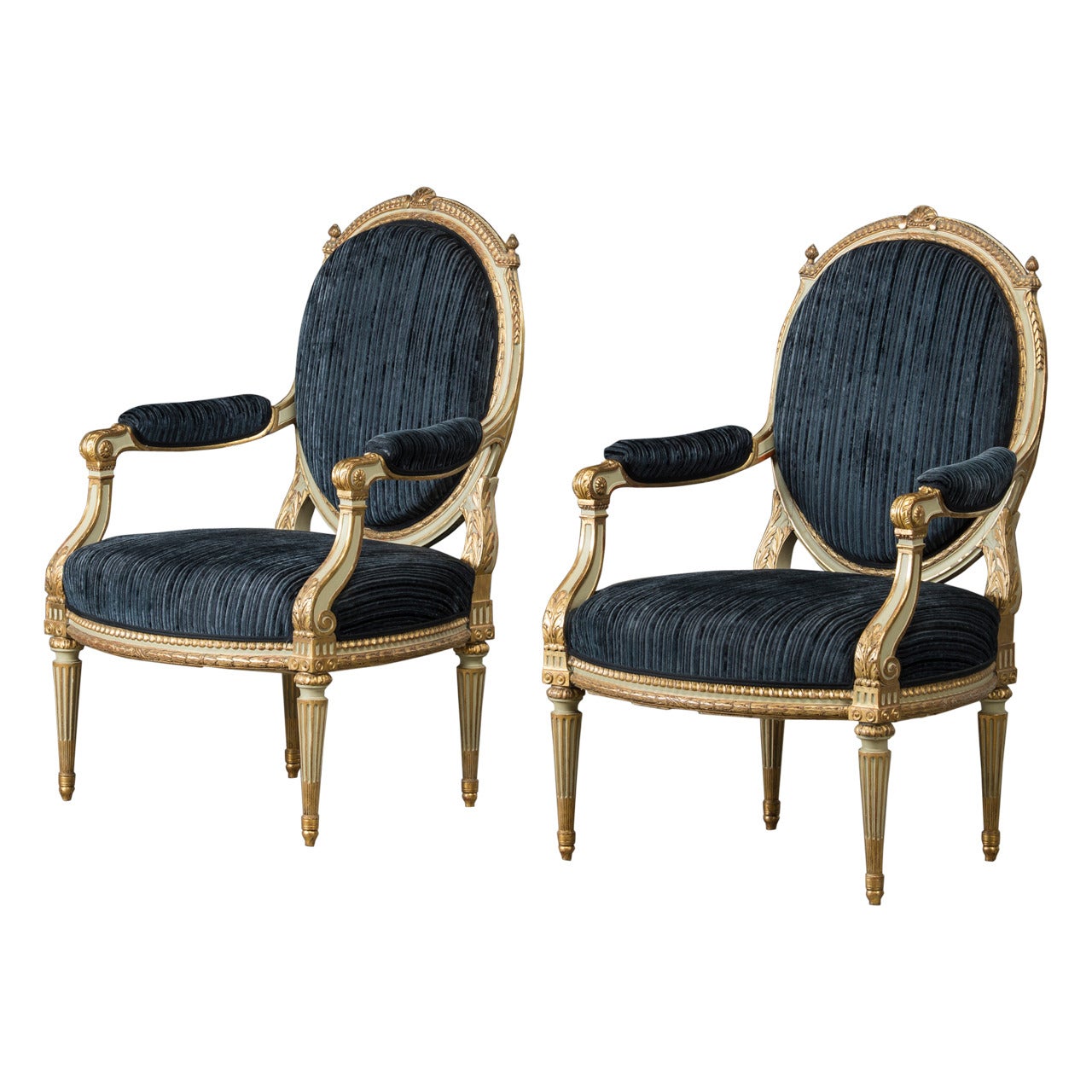 Pair of Elegant Armchairs, Louis XVI Style
