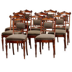 Antique Ten Dining Chairs in "Hetch Style"