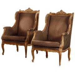 Pair of French "Wing Chairs"