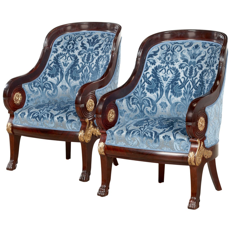 Russian Empire Style Pair of Bergeres