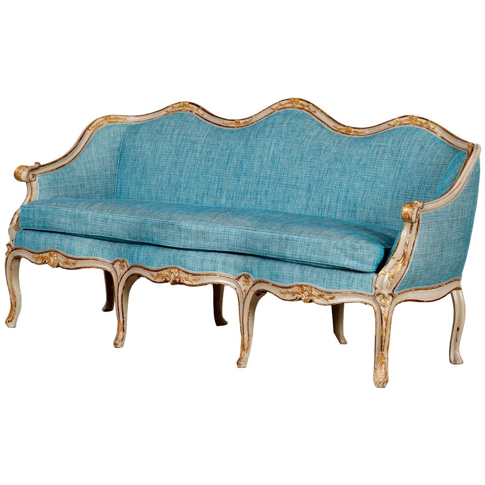 Rococo Sofa with Color and Gold Leaf Gilding