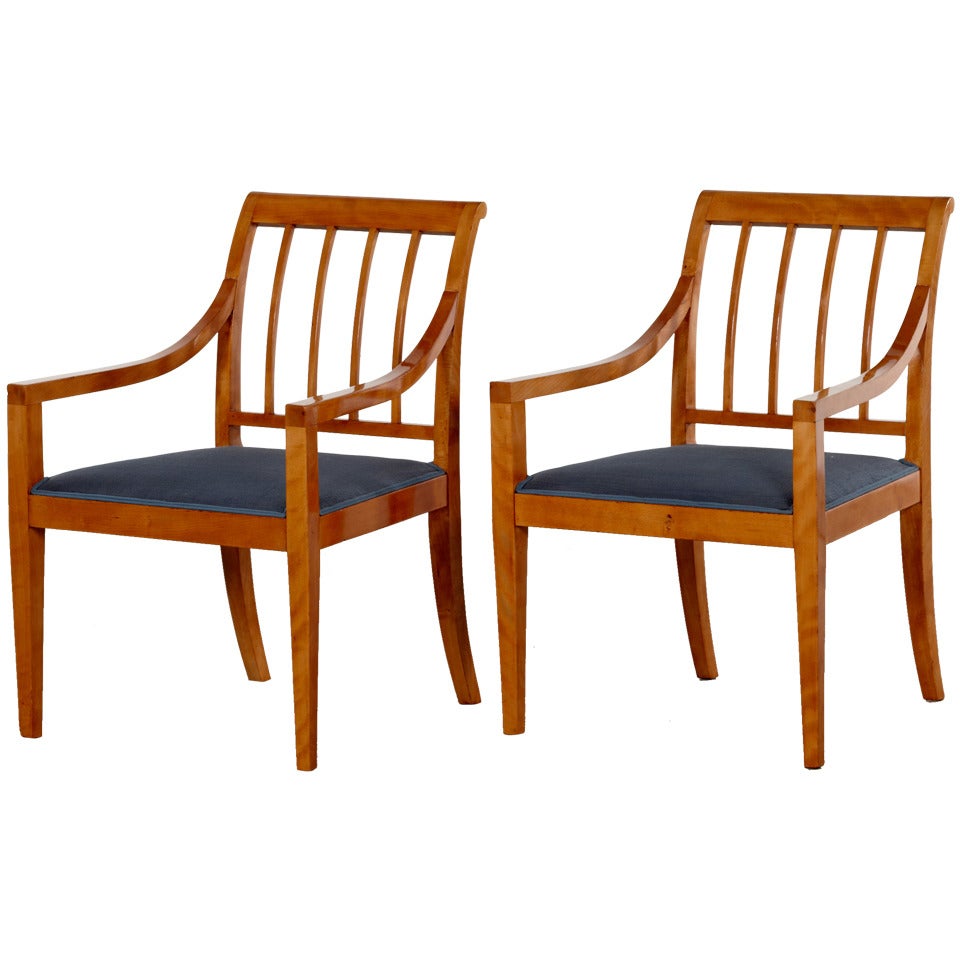 Pair of Fritz Henningsen Armchairs, Solid Birch, 1930-1950 For Sale