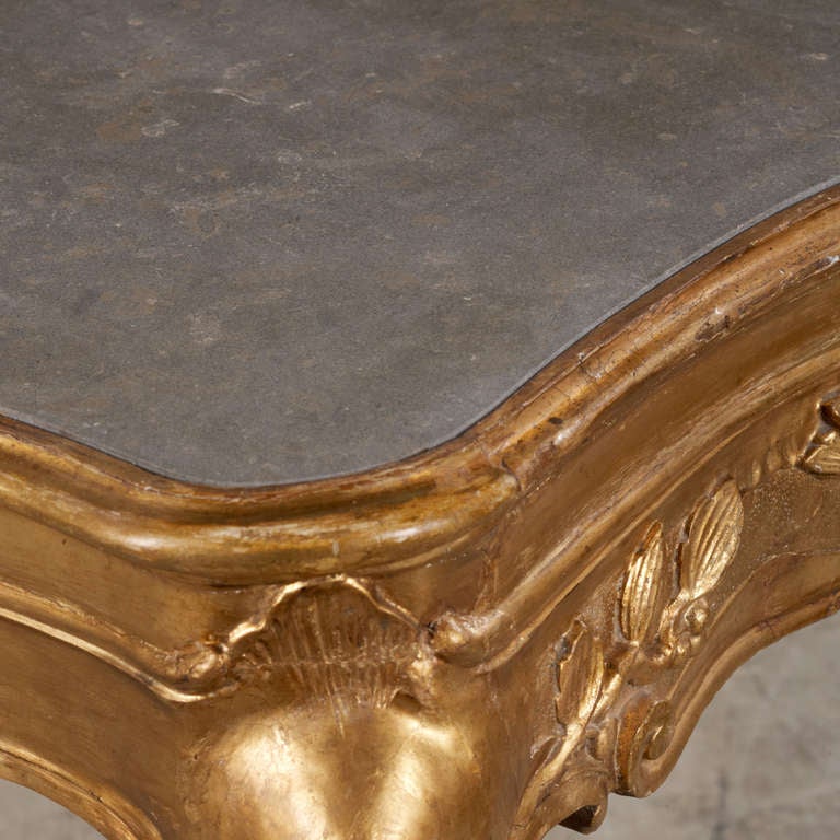 Italian Rococo Table Gilded Wood with Stone Top, 1770 In Good Condition In Kastrup, DK