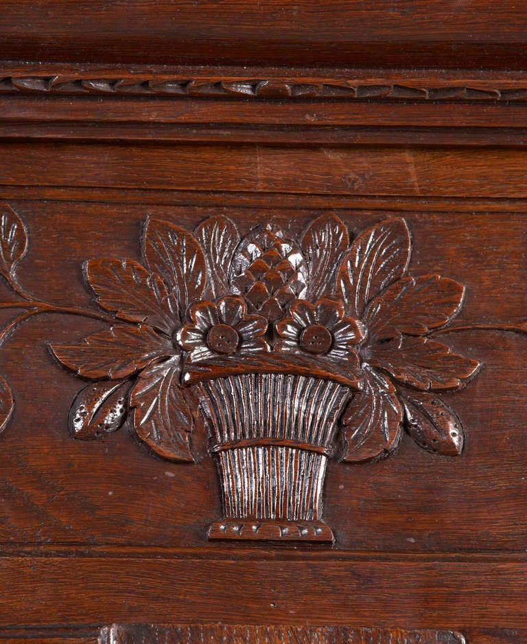 18th Century and Earlier French Louis XVI Cabinet Chestnut Fine Carvings and Hardware, circa 1790