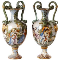 Pair of large handdecorated Italian vases