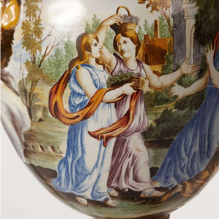 Pair of large handdecorated Italian vases In Excellent Condition In Kastrup, DK