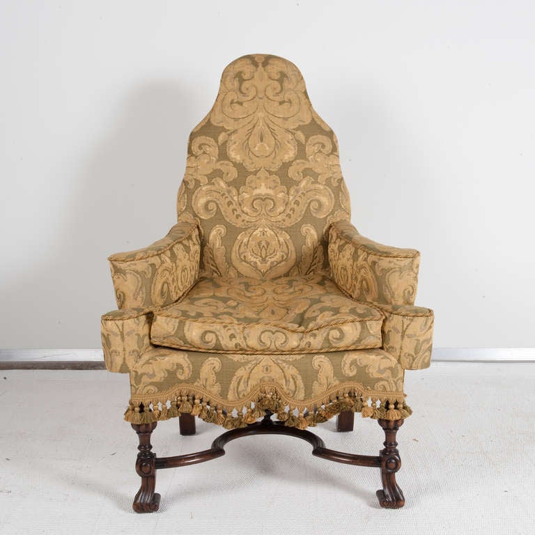 Rare English Tudor chair. Standing with beautiful walnut legs. 19th century.