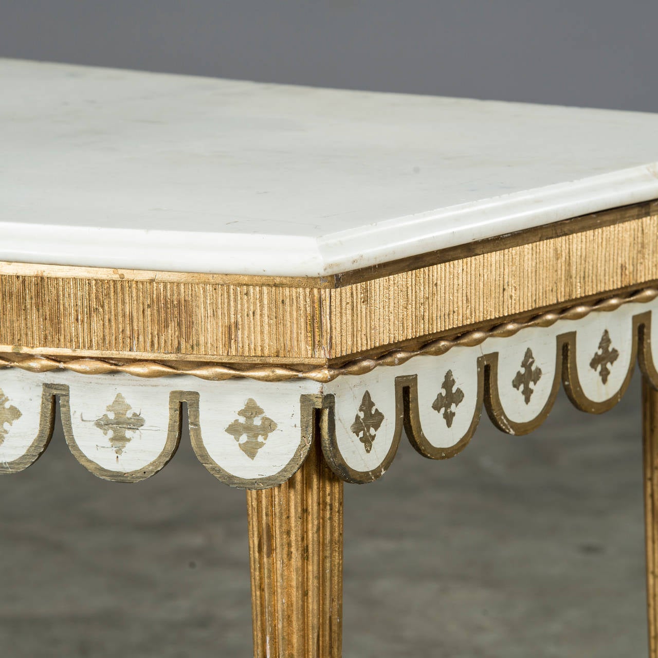 Danish Louis XVI Console Table with Beautiful White Marble Top, Denmark, circa 1780