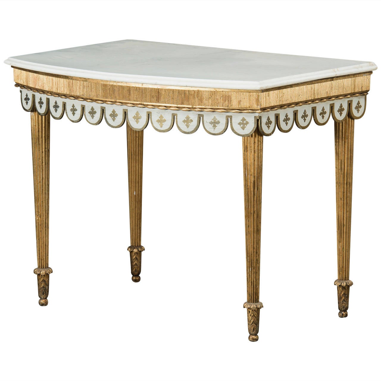 Louis XVI Console Table with Beautiful White Marble Top For Sale at 1stdibs