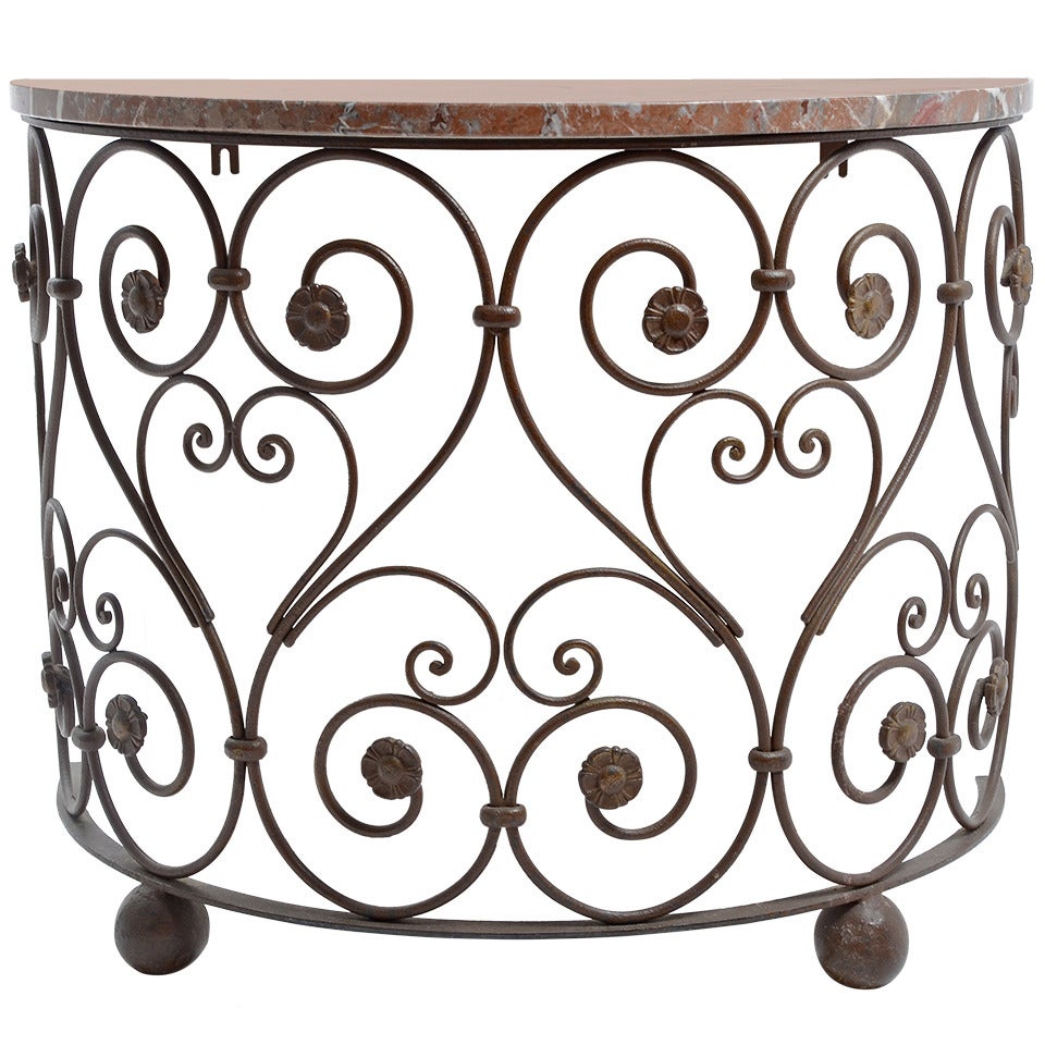 1950s Decorative Low Half Round Wall Table For Sale