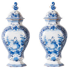 Early 18th Century Delft Urns