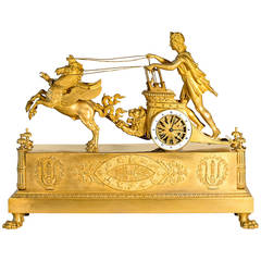 Important Chariot Clock, Signed by Lepine a Paris
