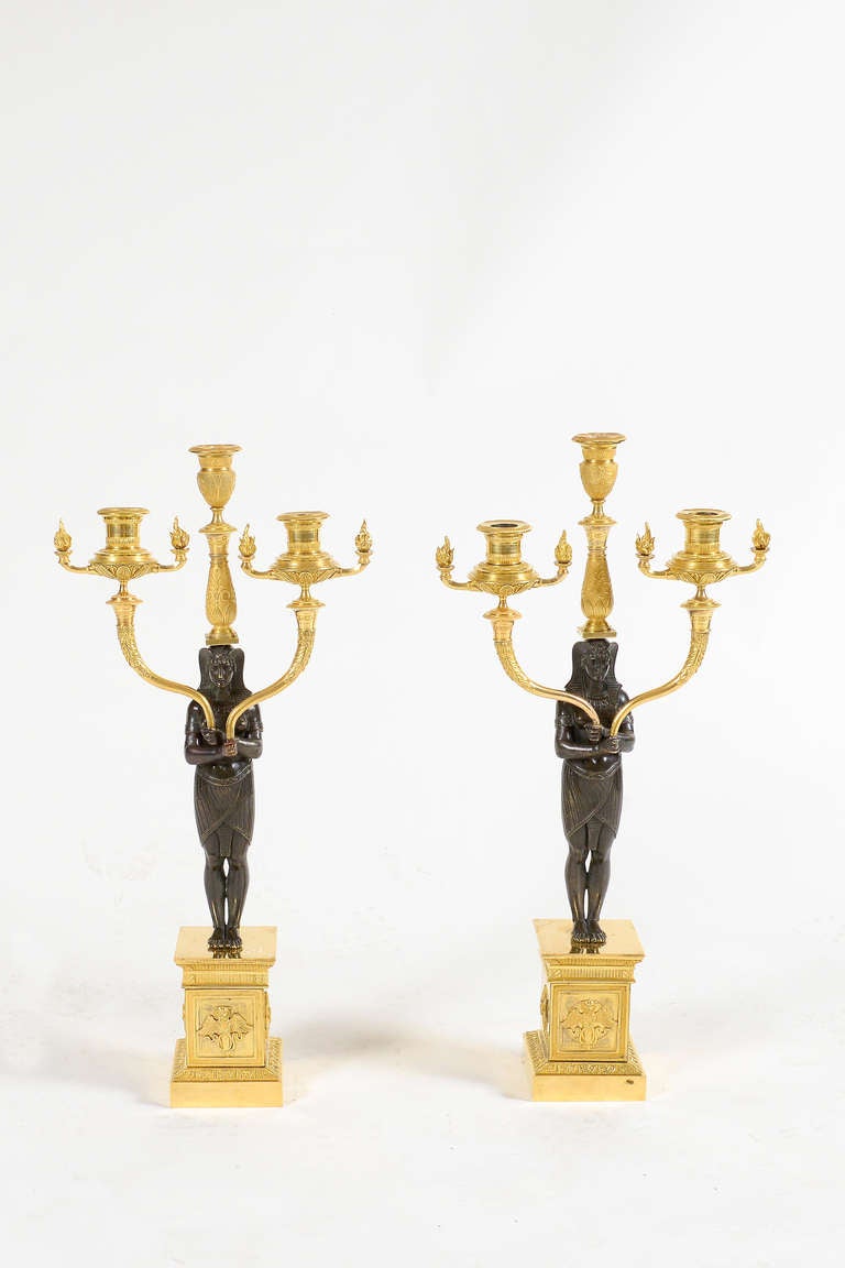 A Pair of 19th Century Empire Candelabras