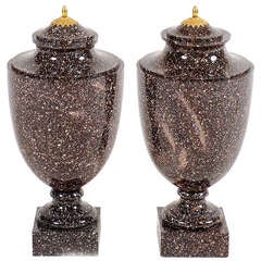 A Pair of 18th Century Porphyry Urns