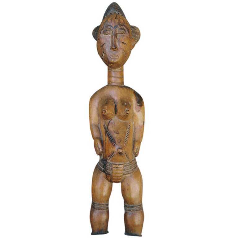 Baule Female Figure from Ivory Coast, 20th Century For Sale