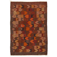 Vintage Flatwoven Swedish rug-Brita Grahn.