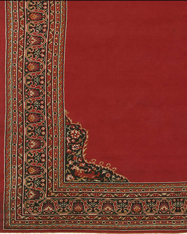 European piled carpet. Poss. Swedish or Balkan/Central Europe. Light wine red ground. Prov. a church in the greater Stockholm area until c. 1927.