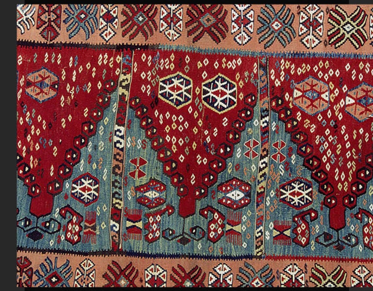 19th Century Antique Anatolian Erzerum kilim saf For Sale
