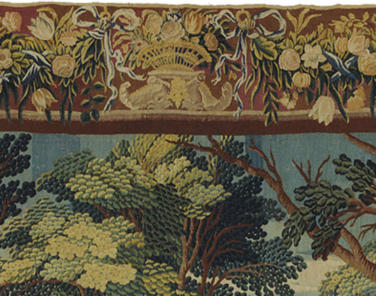 18th Century and Earlier Flemish Verdure Landscape Tapestry For Sale