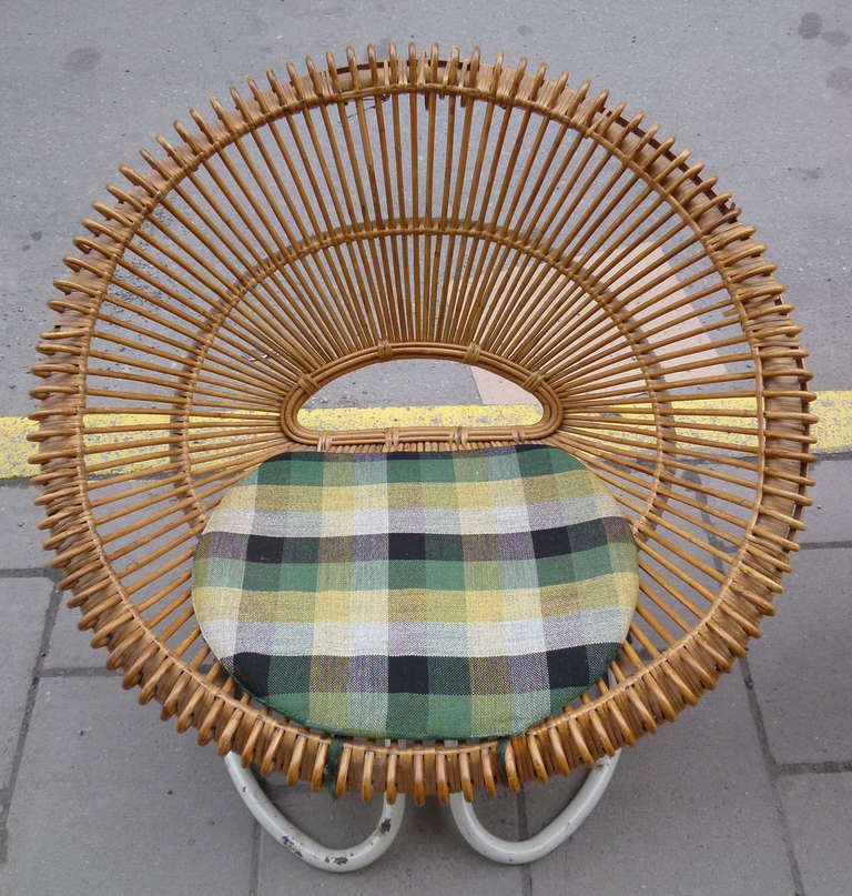 Mid-Century Modern Rattan Chairs and Table For Sale