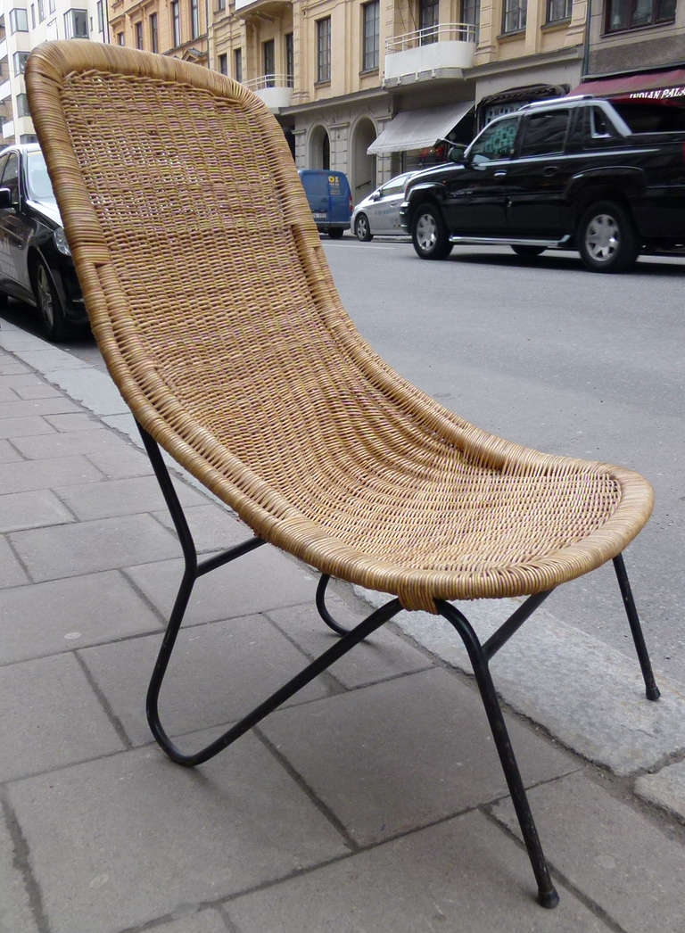 Swedish rattan chair. Designed by Kerstin Hörlin-Holmqvist 1950's