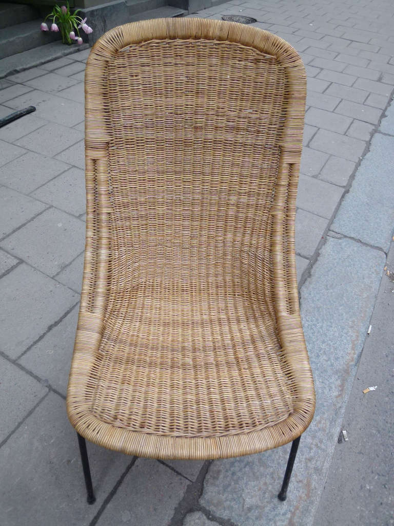 Swedish rattan Chair by Kerstin Hörlin-Holmqvist In Good Condition For Sale In Stockholm, SE