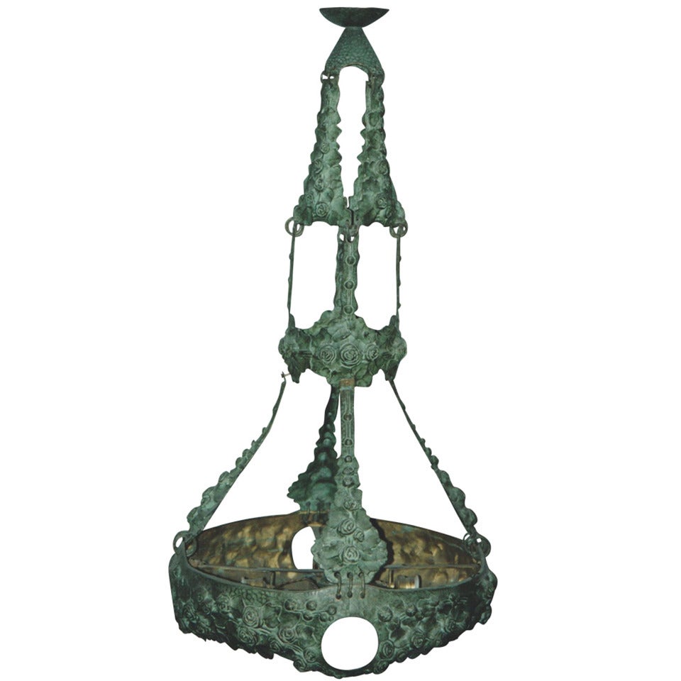 Swedish patinated bronze lamp by Alice Nordin. For Sale