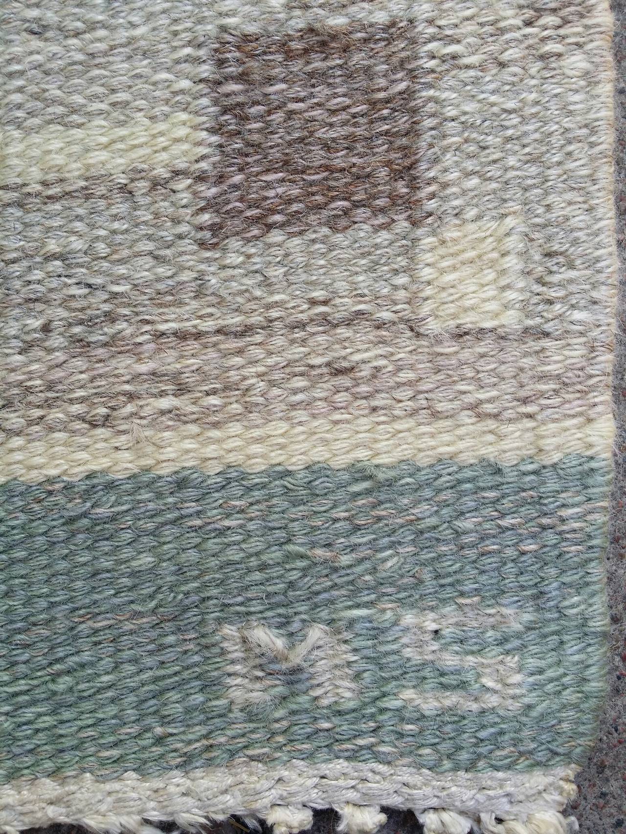 Mid-20th Century Swedish flatwoven rug. Mary Sandberg -Klockargården Hemslöjd For Sale