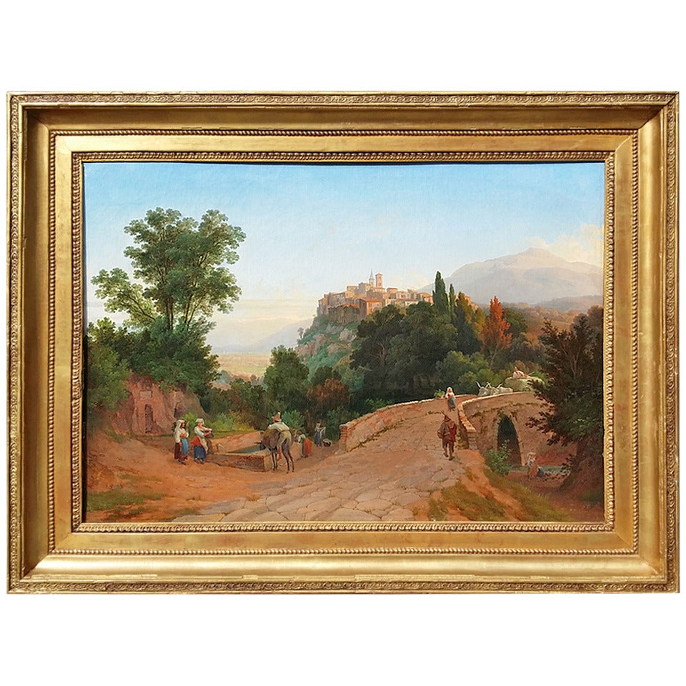 "Road to Orticoli" Oil on Canvas, 19th Century For Sale