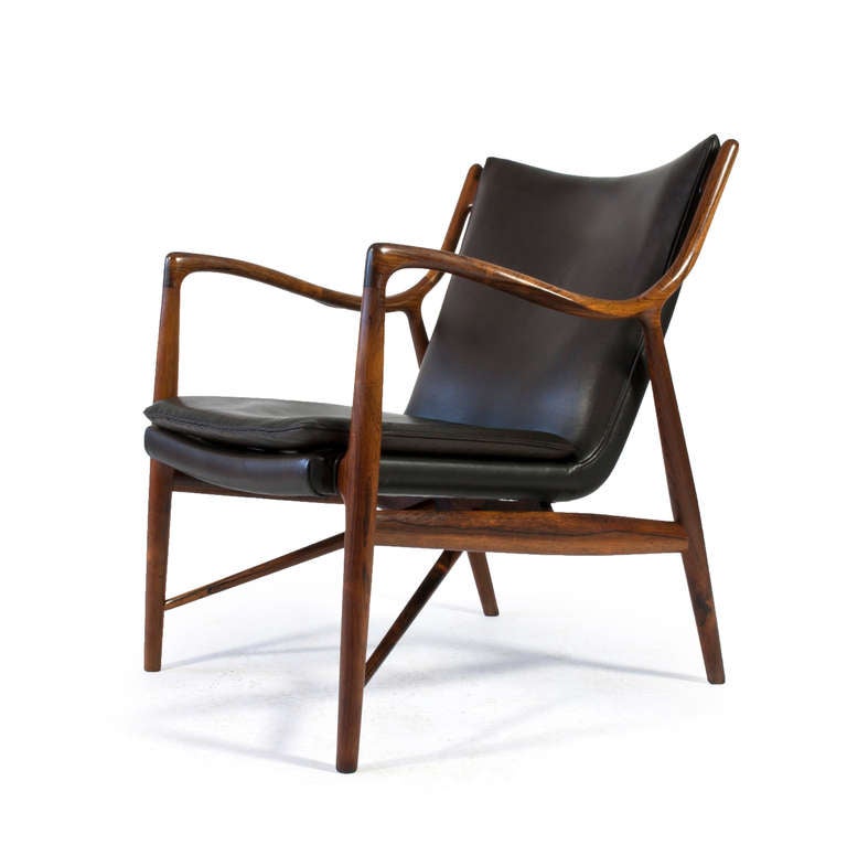 Scandinavian Modern Finn Juhl NV45 Chair in Rio Rosewood, Niels Vodder