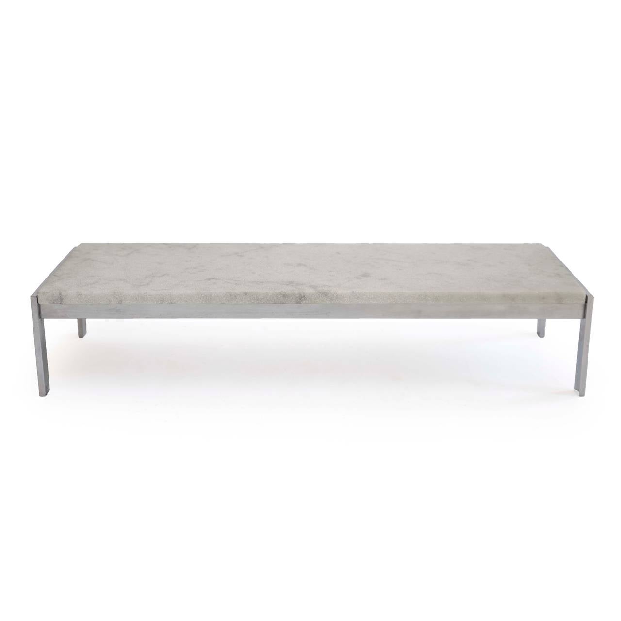 Poul Kjaerholm PK62 side table with frame of steel, original top of 2 cm flint-rolled white marble. 

Designed by Poul Kjaerholm 1968 and made by E. Kold Christensen, marked with manufacture's mark to each end bar. 

Often used as side table for