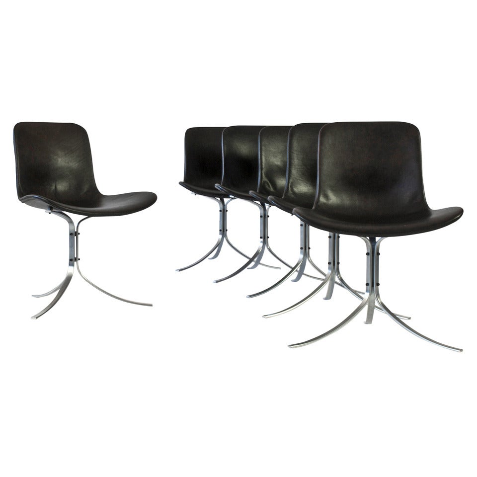 Set of Six Poul Kjaerholm PK 9 Dining Chairs for E. Kold Christensen