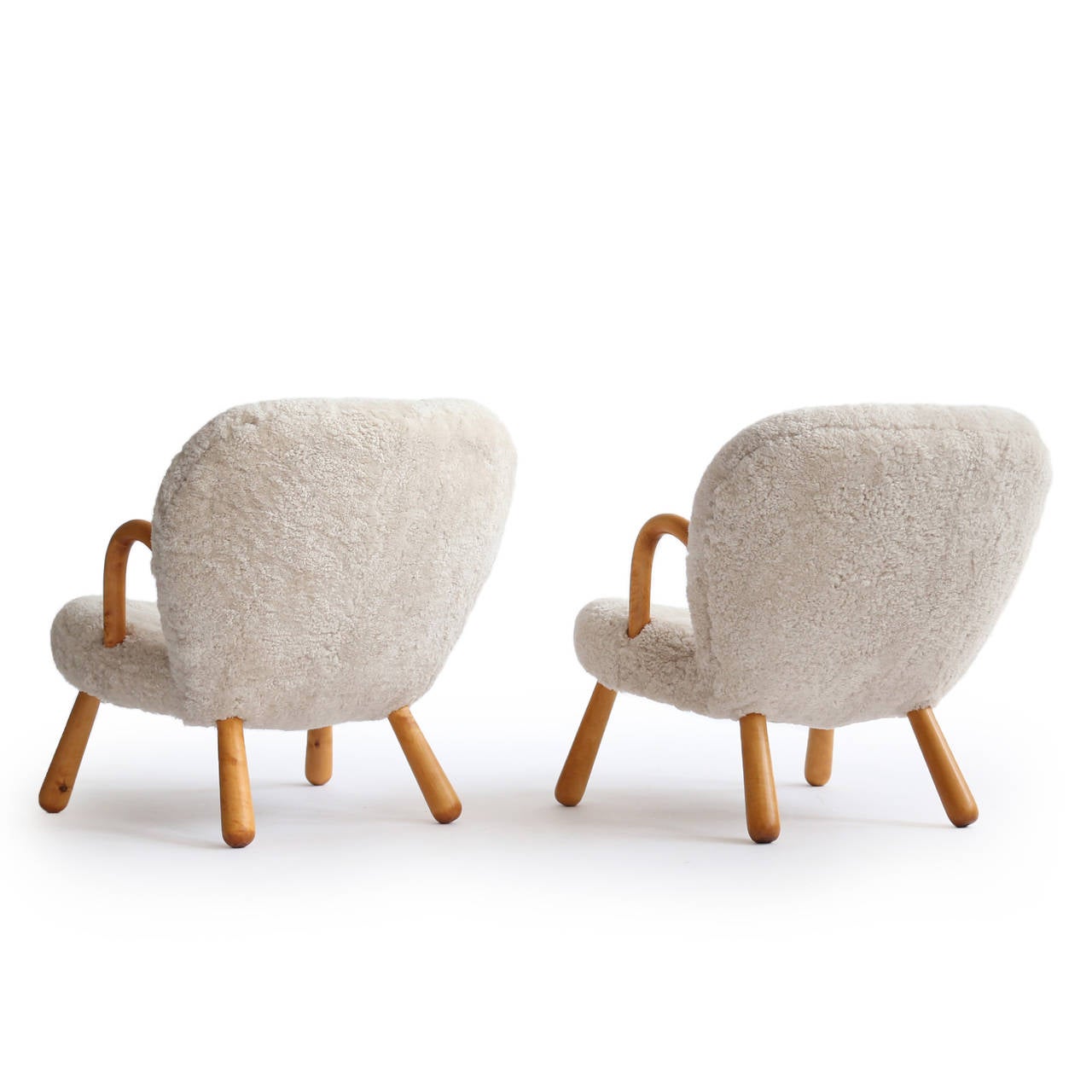 Scandinavian Modern Pair of Philip Arctander Clam Chairs, 1944