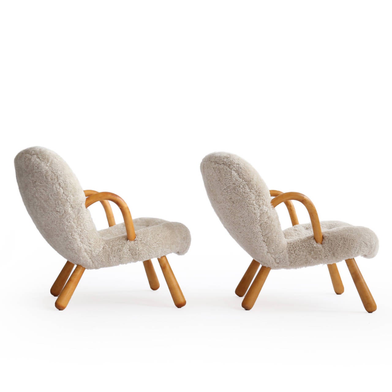 Danish Pair of Philip Arctander Clam Chairs, 1944
