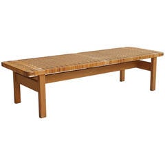 Børge Mogensen Oak and Woven Cane Bench