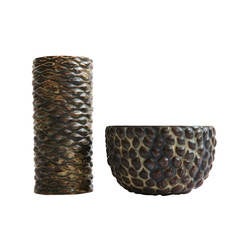 Two Axel Salto stoneware pieces with Sung glaze