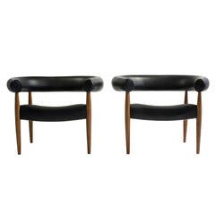 Vintage Pair of Nanna Ditzel 'Sausage Chairs, ' Kolds Savvaerk