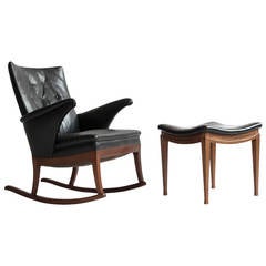 Frits Henningsen Rocking Chair with Stool