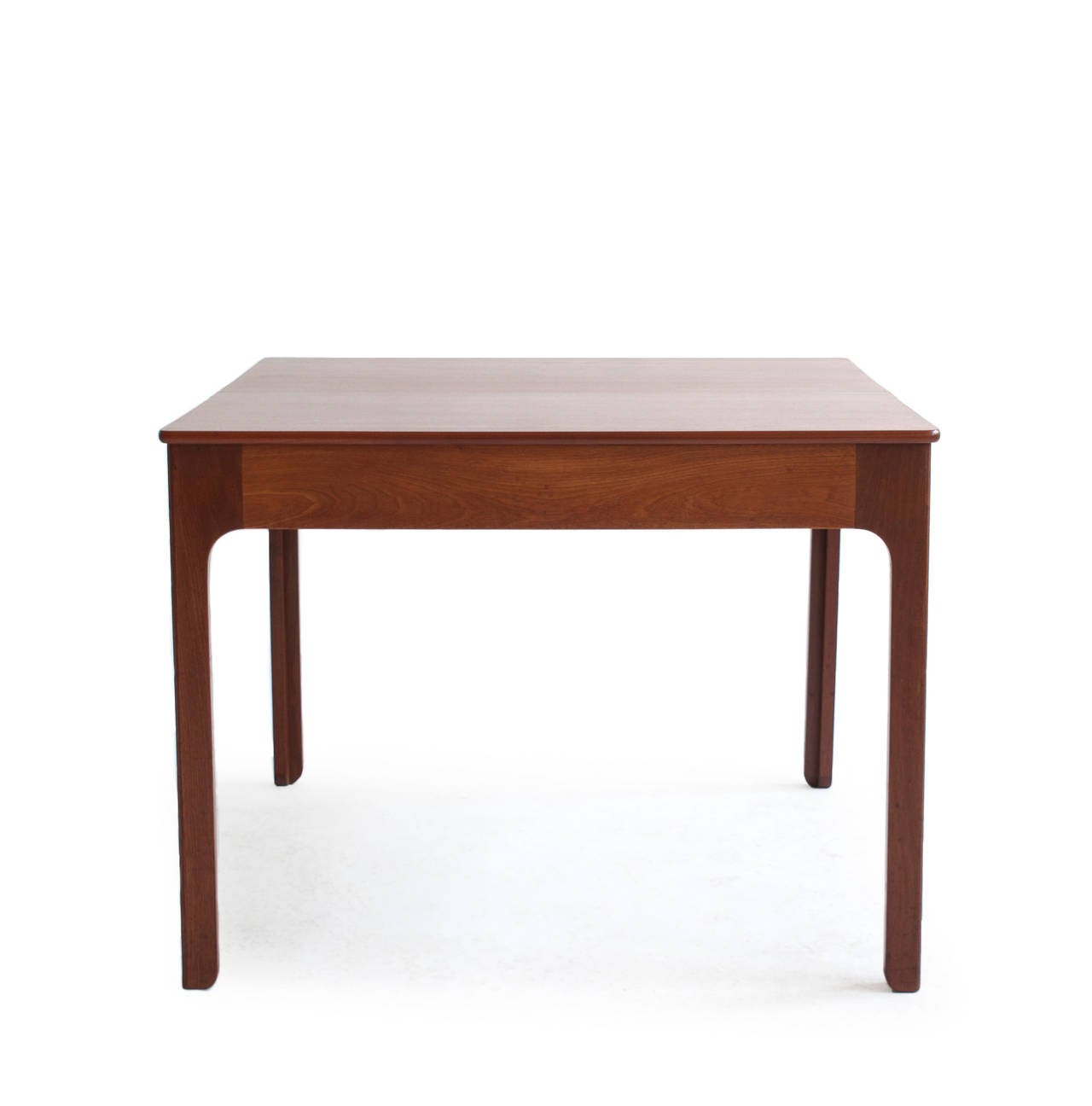 Kaare Klint Cuban mahogany games or small dining table. 

Foldable top and adjustable frame of solid Cuban mahogany, hidden tray for smaller storage. 

Designed by Kaare Klint 1934, executed by cabinetmaker Rud Rasmussen, Denmark mid-1930s,