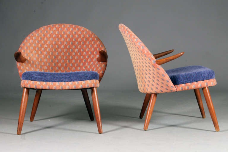 Mid-Century Modern Pair of lounge chairs by Kurt Olsen for Glostrup Furniture.