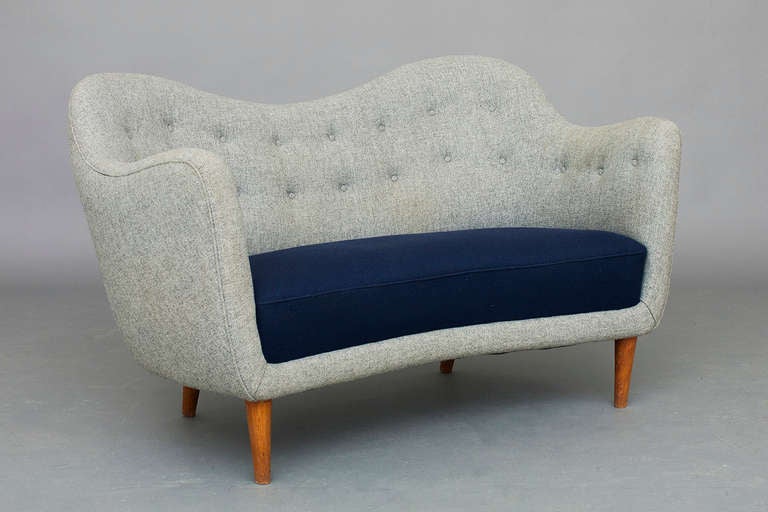 Sofa, 2-seater by Finn Juhl for Bovirke.
Model: BO 64
In production: 1946 - 1950
Teak & wool upholstery.
Fine condition, minimal wear.
