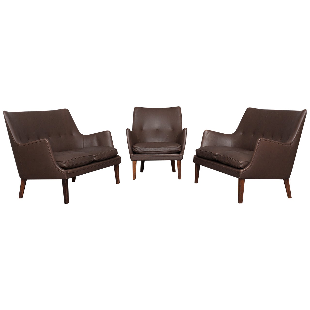 Pair of Sofas and Lounge Chair by Arne Vodder for Ivan Schlechter