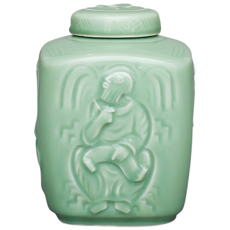 Stoneware and Celadon Glaze Vase by Jais Nielsen