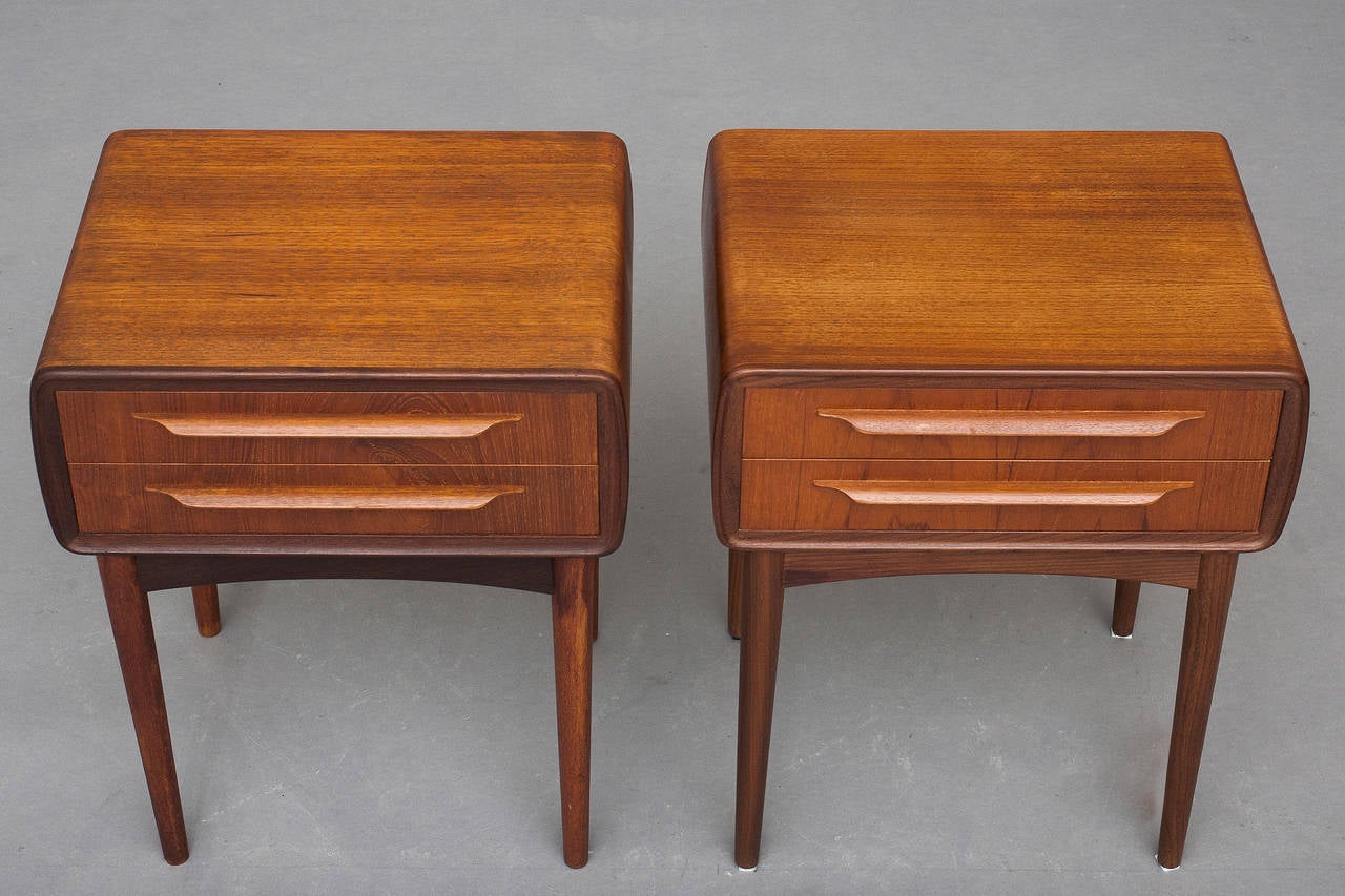 Mid-20th Century Pair of Bedside Tables by Johannes Andersen for Uldum Furniture.