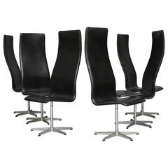 Set of Six "Oxford Chairs" by Arne Jacobsen for Fritz Hansen 8