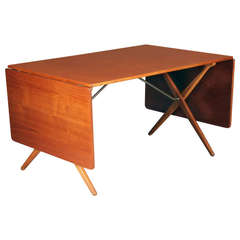 X-Leg Table with Two Leaves by Hans J. Wegner for Andreas Tuck