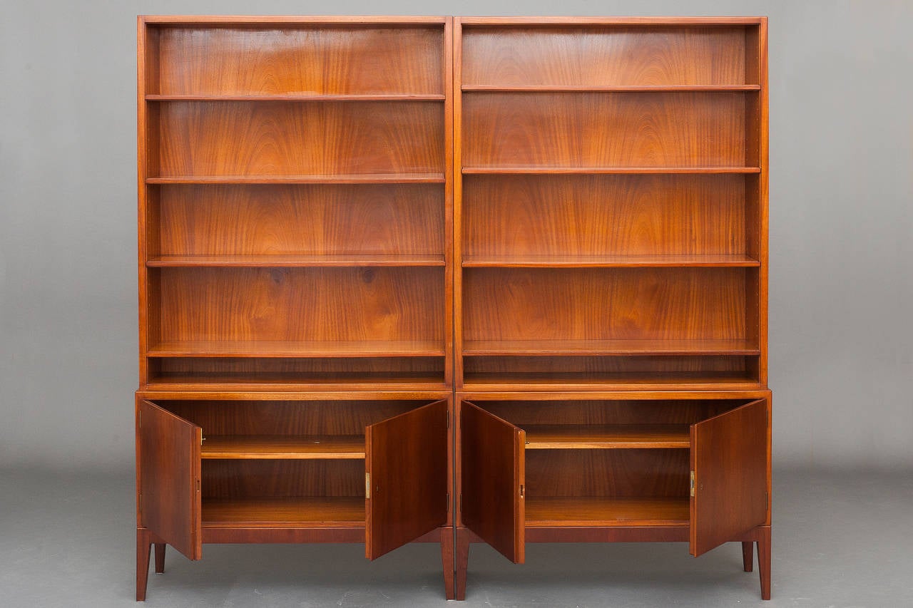 Mid-Century Modern Pair of Bookcases with Cabinets by a Danish Cabinetmaker