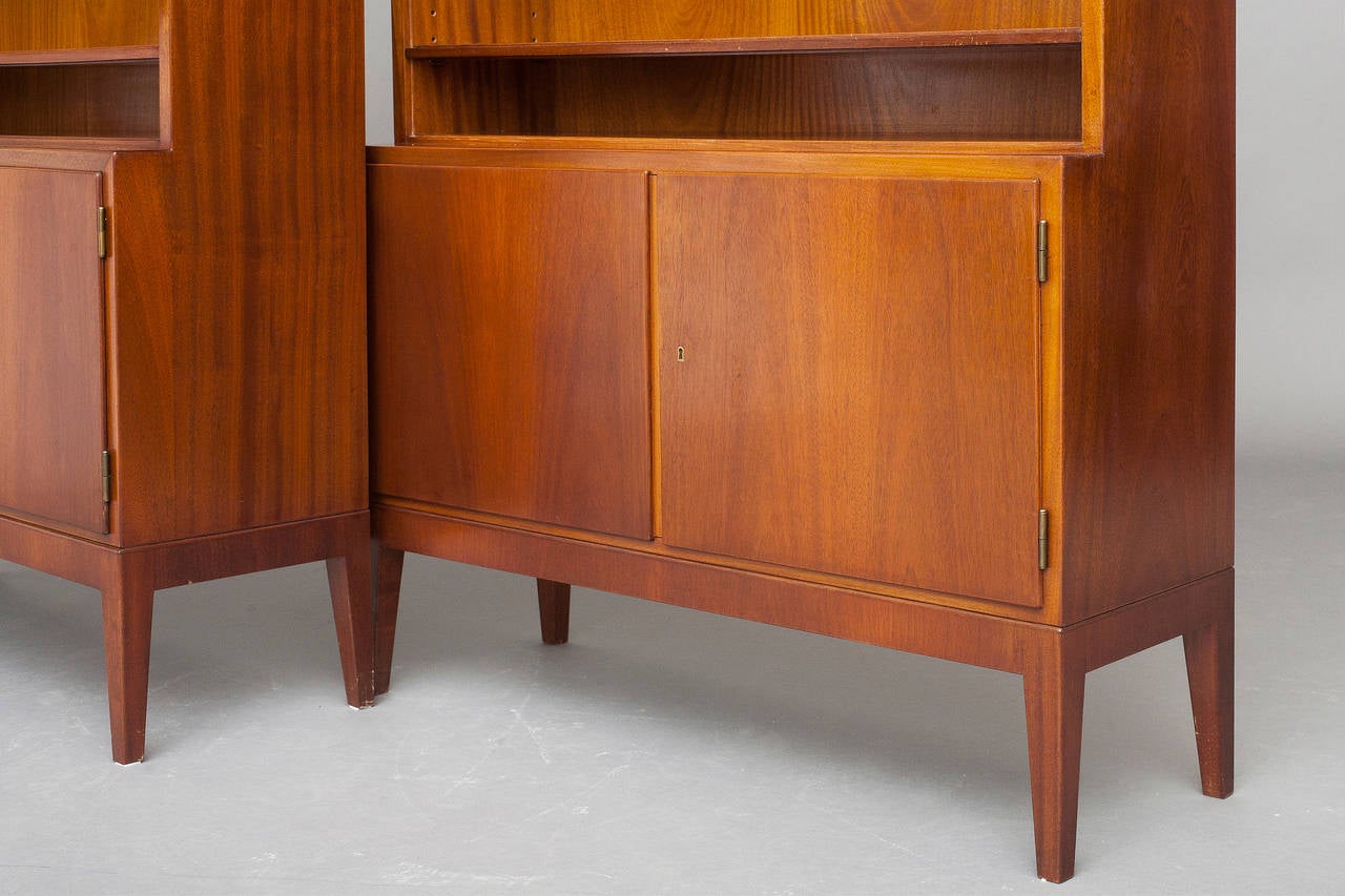 Pair of Bookcases with Cabinets by a Danish Cabinetmaker In Excellent Condition In Copenhagen, DK