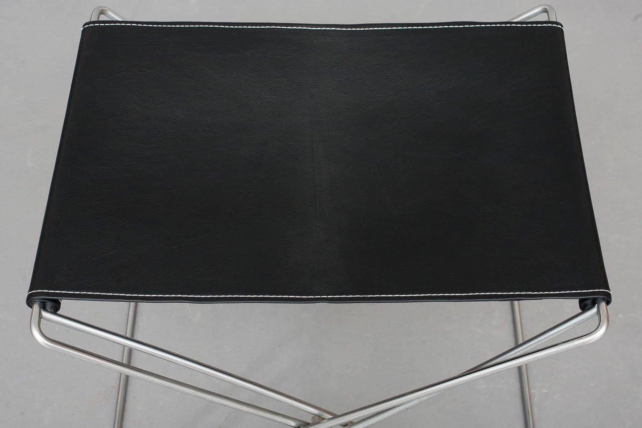 Leather Folding Stool by Jorgen Gammelgaard