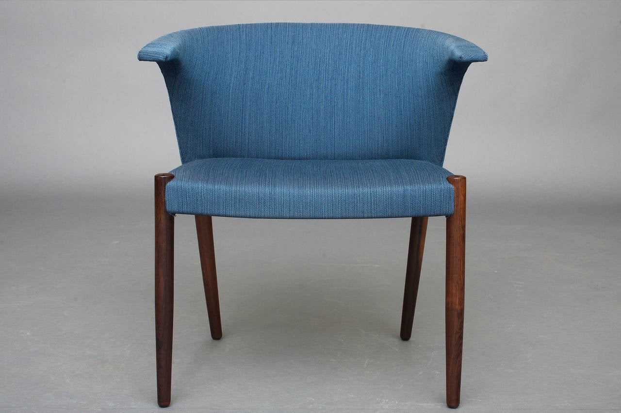 Pair of armchairs by Eskild Pontoppidan for Ludvig Pontoppidan.
Rosewood and wool upholstery.
Nice original condition.